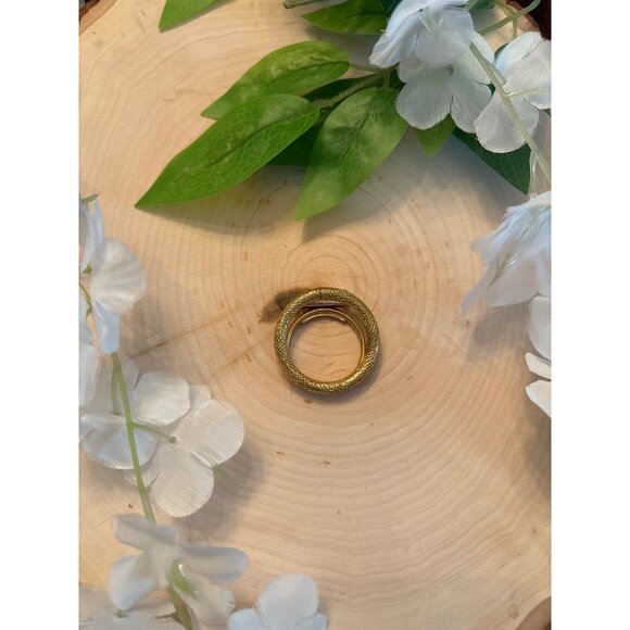 West Germany Accessories - Tara Germany Vintage Gold-Tone Textured Scarf Ring With Hinged Clasp